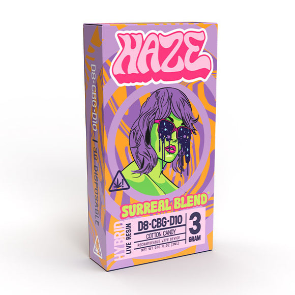 Haze - Surreal Blend Live Resin - Disposable THC Vape - Cotton Candy – 3 grams - Hybrid