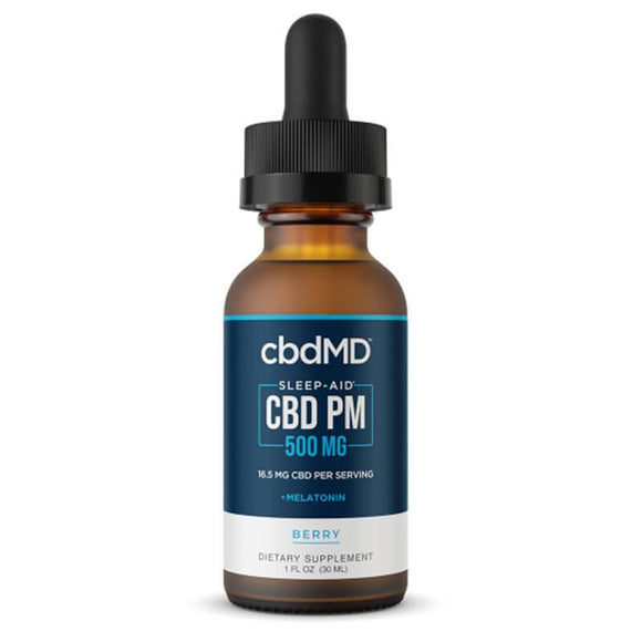 cbdMD - CBD Tincture - Broad Spectrum PM + Melatonin for Sleep - 500mg-1500mg