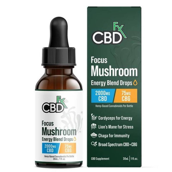 CBDfx - CBD Tincture - Focus Mushroom CBD:CBG Energy Blend Drops - 2000mg-4000mg