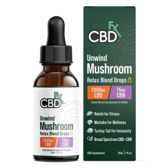 CBDfx - CBD Tincture - Unwind Mushroom CBD:CBN Relax Blend Drops