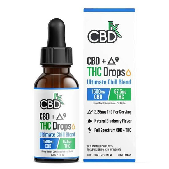 CBDfx - Delta 9 Tincture - CBD:Delta-9 THC Ultimate Chill Blend - 1500mg - 6000mg