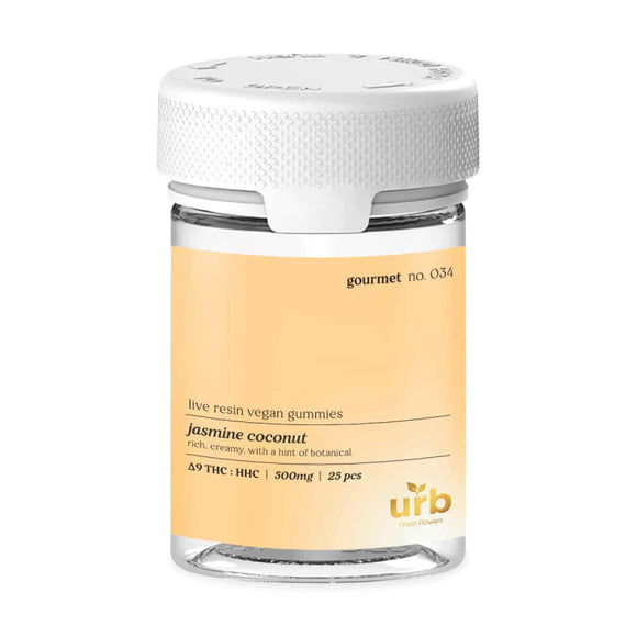 Urb Finest Flowers - Delta 9/HHC Edible - Live Resin Gummies - Jasmine Coconut - 500mg