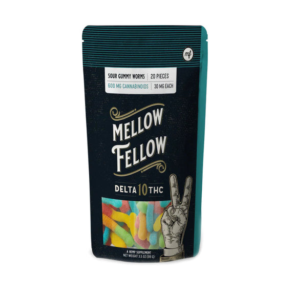 Mellow Fellow - Delta 10 Edible - Sour Gummy Worms - 30mg