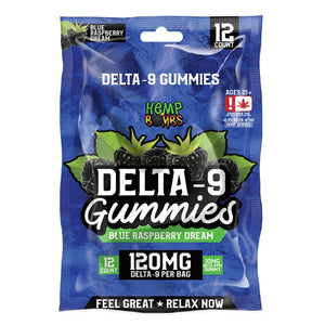 Hemp Bombs - Delta 9 Gummies - Blue Raspberry Dream - 120mg - 500mg