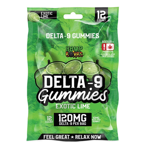 Hemp Bombs - Delta 9 Gummies - Exotic Lime - 120mg - 500mg
