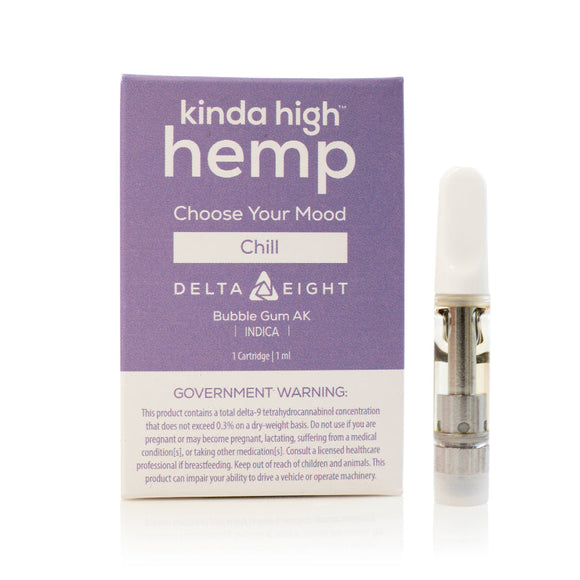 Kinda High Hemp - Delta 8 Vape - Chill Cartridge - Bubble Gum AK - 1ml