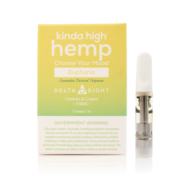 Kinda High Hemp - Delta 8 Vape - Euphoria Cartridge - Cookies & Cream - 1ml