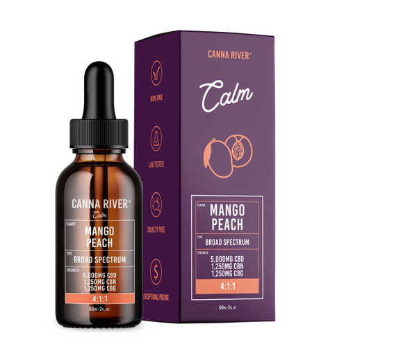 Canna River - CBD Oil - CBD:CBG:CBN Calm Tincture - Mango Peach - 5000mg