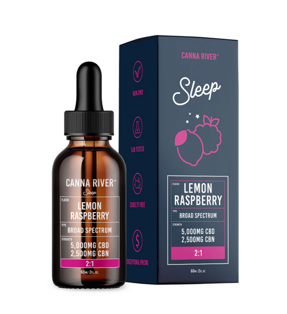Canna River - CBD Oil - CBD:CBN Sleep Tincture - Lemon Raspberry - 5000mg