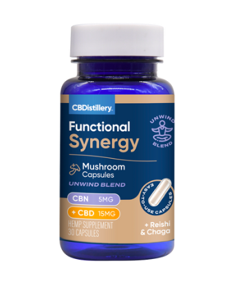 CBDistillery - CBD Oil - CBD:CBN Function Synergy Unwind Mushroom Capsules -20mg