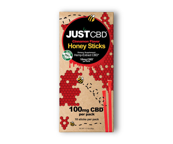 JustCBD - Cinnamon CBD Honey Sticks Pack – 10 Sticks -100mg