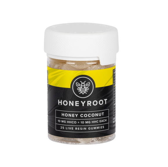 HoneyRoot Wellness - HHC Edible - HHC:HHCO Live Resin Gummies - Honey Coconut - 20mg