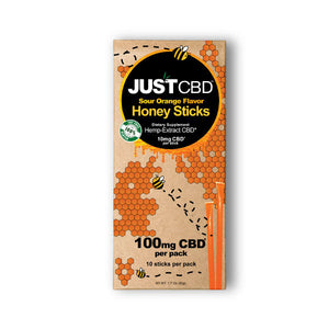 JustCBD - Sour Orange CBD Honey Sticks Pack – 10 Sticks -100mg