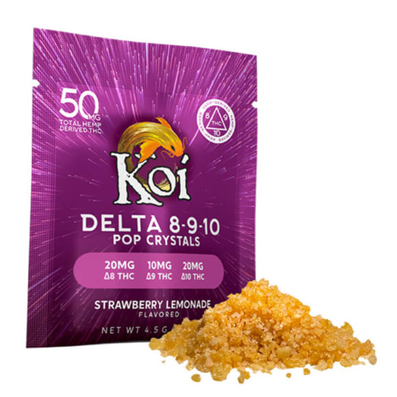 Koi CBD - Delta 8 Edible - D8:D9:D10 Strawberry Lemonade Pop Crystals - 50mg