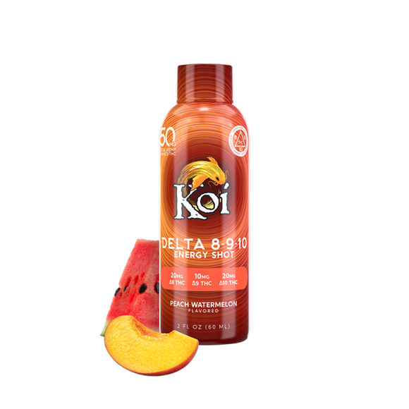 Koi CBD - Delta 8 Drink - D8:D9:D10 Energy Shot - Peach Watermelon - 50mg