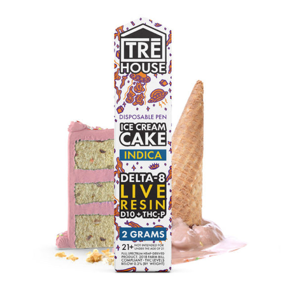 TRE House - Delta 8 Vape - D8 Live Resin:D10:THCP Disposable Pen - Ice Cream Cake - 2g