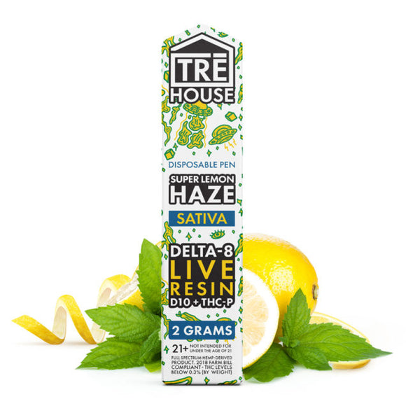 TRE House - Delta 8 Vape - D8 Live Resin:D10:THCP Disposable Pen - Super Lemon Haze - 2g