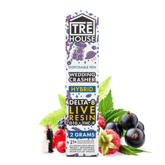 TRE House - Delta 8 Vape - D8 Live Resin:D10:THCP Disposable Pen -  Wedding Crasher- 2g